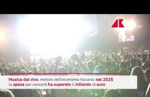 Musica dal vivo motore per l’economia italiana: spesi oltre 1 miliardo di euro nel 2025