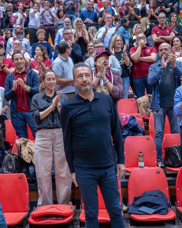 Coach Luca Banchi in occasione della gara interna Libertas Livorno - Blu basket Bergamo