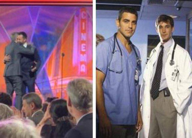 Golden Globe, The Pitt tra i vincitori. L’abbraccio di Noah Wyle con il collega di ER George Clooney