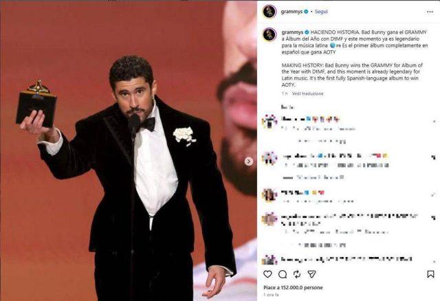 Grammy 2026, il trionfo di Bad Bunny. ‘Wildflower’ di Billie Eilish canzone dell’anno