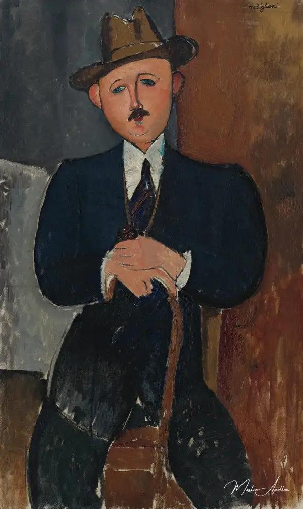 homme-assis-appuye-sur-une-canne-amedeo-modigliani-reproductions-de-tableaux-a-la-peinture-lhuile-228