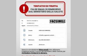 Email truffa su rimborsi, l’alert del ministero della Salute: “Non cliccare su link”