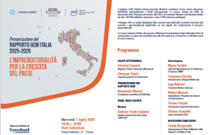 Rapporto Gem Italia 2025-26 di Universitas Mercatorum, tasso attivazione 11%, Italia 30ma su 48 paesi